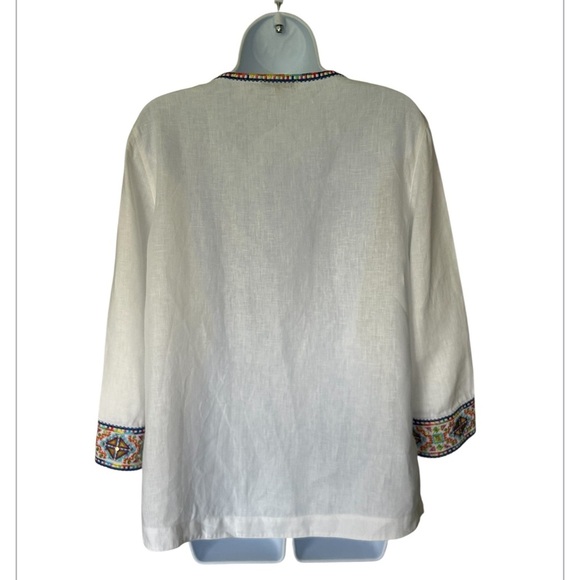 John Mark Linen Tunic White With Multicolor Embroidered Excellent Size S - Picture 3 of 13